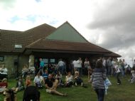 side image of village hall at fun day